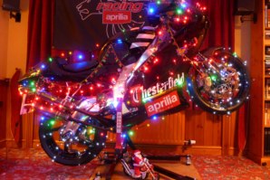 RS250 Aprilia on abba Sky Lift with Xmas decorations!